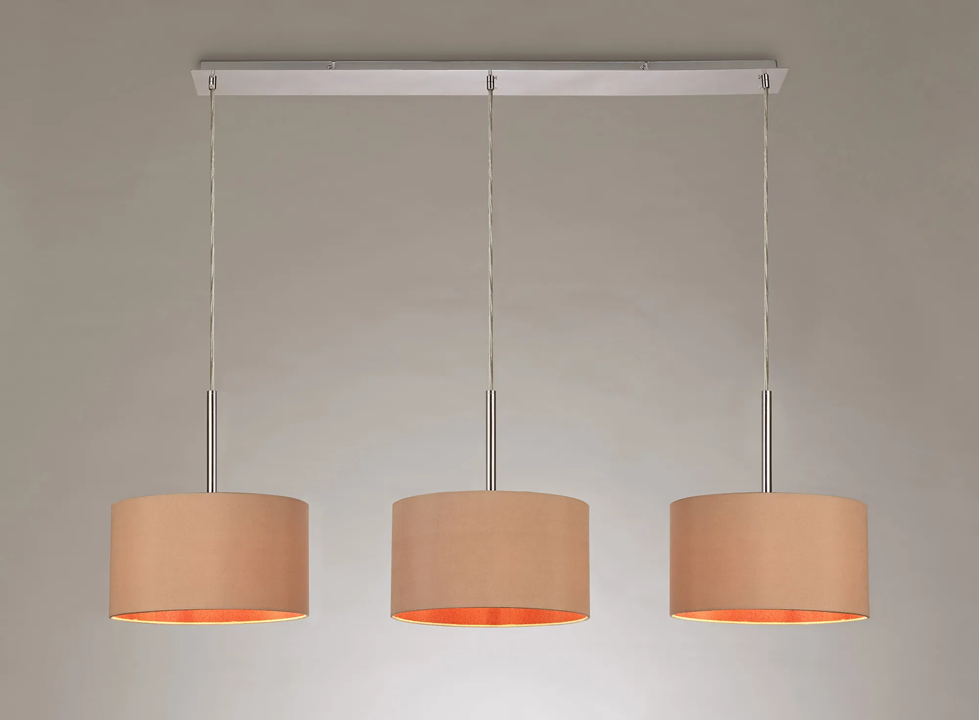 Baymont 30cm Shade 3 Light Pendant Polished Chrome, Antique Gold/Ruby DK0558  Deco Baymont CH AG